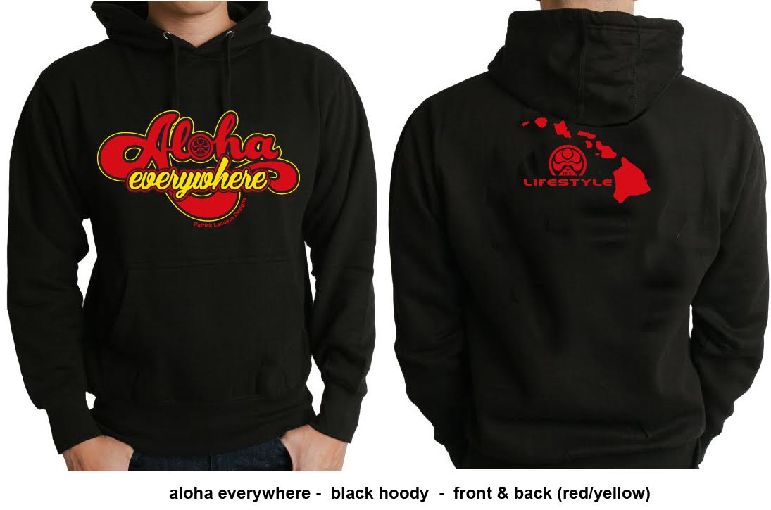 HIC/ Aloha Everywhere Black Red and Gold Hoodie!